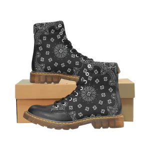 black bandana Apache Round Toe Women's Winter Boots (Model 1402)