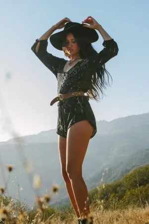 Spell Fleetwood black lace romper XS